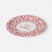 Moderne Abstrakt rosa Wasserfarbenkreisläufe Pappteller (Schrägansicht)