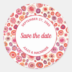 Moderne Abstrakt rosa Wasserfarbenkreisläufe Runder Aufkleber