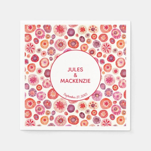 Moderne Abstrakt rosa Wasserfarbenkreisläufe Serviette (Vorderseite)