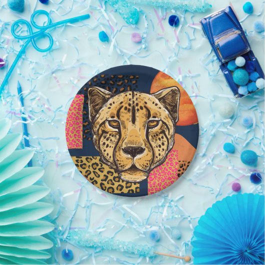 Moderne Abstrakt Safari Cheetah Pappteller (Party)