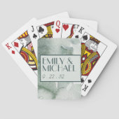 Moderne Abstrakt Sage Green Moss Wasserfarbe Spielkarten (Rückseite)