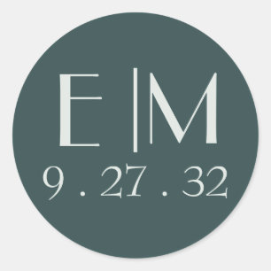 Moderne Abstrakt Sage Green Moss Watercolor Initia Runder Aufkleber