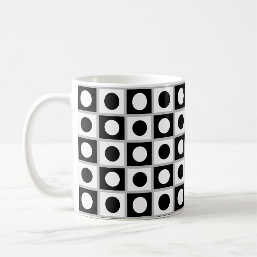 Moderne Abstrakt Schwarz & Weiß Kaffeetasse (Links)
