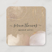 Moderne Abstrakt Signatur Blush Gold Aquarell Quadratische Visitenkarte (Vorderseite)