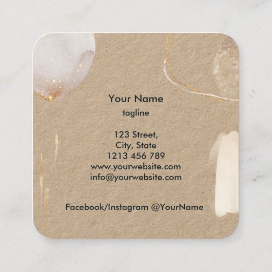 Moderne Abstrakt Signatur Blush Gold Aquarell Quadratische Visitenkarte (Rückseite)