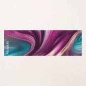 Moderne Abstrakt-Viva Magenta Türkis und Gold- Yogamatte (Vorderseite (Horizontal))