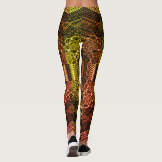 MODERNE abstrakt zeichnend in-gelb-hellbraunes Mos Leggings (Rückseite)