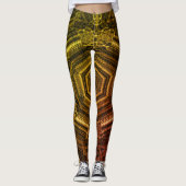 MODERNE abstrakt zeichnend in-gelb-hellbraunes Mos Leggings (Vorderseite)