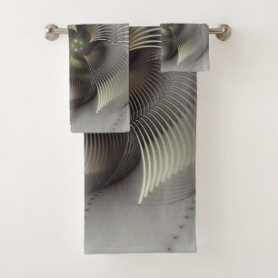 Moderne abstrakte 3D-Form Fraktal-Kunst Badhandtuch Set