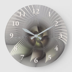Moderne abstrakte 3D-Form Fraktal-Kunst Große Wanduhr