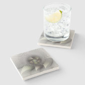 Moderne abstrakte 3D-Form Fraktal-Kunst Steinuntersetzer (Seitenansicht)