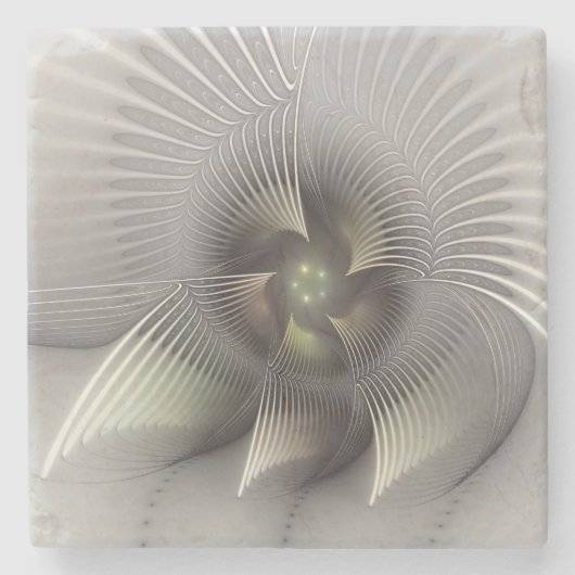 Moderne abstrakte 3D-Form Fraktal-Kunst Steinuntersetzer (Vorderseite)