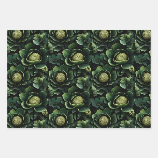 Moderne Abstrakte 3D-Formen, floral Geschenkpapier Set (Vorderseite 3)