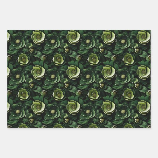 Moderne Abstrakte 3D-Formen, floral Geschenkpapier Set (Vorderseite)