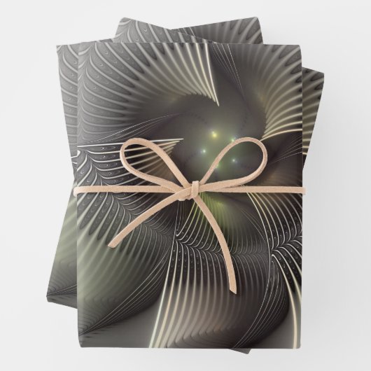 Moderne Abstrakte 3D Shape Fraktal Art Geschenkpapier Set (Beispiel)