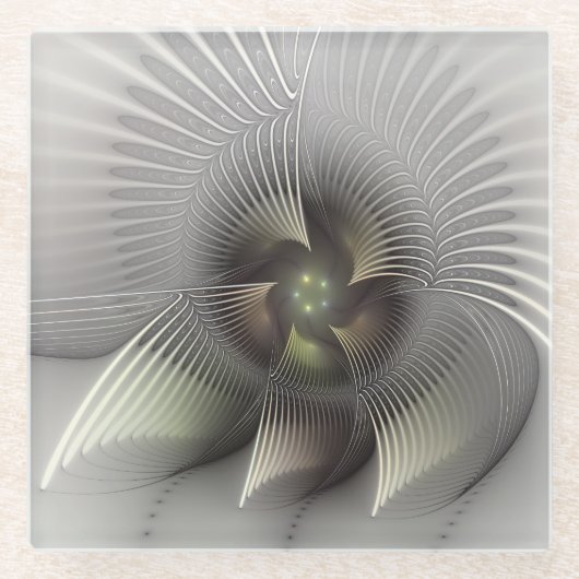 Moderne Abstrakte 3D Shape Fraktal Art Glasuntersetzer (Vorderseite)