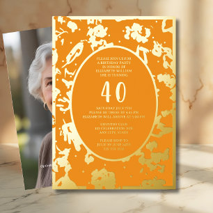 Moderne abstrakte 40. Geburtstagsvorlage Tangerine Folieneinladung