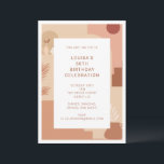 Moderne Abstrakte 50. Geburtstag Erthy Geometric Einladung<br><div class="desc">Feiern Sie mit dieser modernen abstrakten 50. Geburtstagsveranstaltung einen Meilenstein in der Stilrichtung. Der warme geometrische Hintergrund in Erdtönen Set den Ton für ein gemütliches und stilvolles Ereignis. Personalisierte Texte im Zentrum beleuchten den Namen, das Alter, die Veranstaltungsdetails und die UAWG. Ideal für Herbstgeburtstage, intime Ansammlungen oder zeitgenössische Feiern. Geeignet...</div>