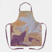 Moderne Abstrakte Alkoholtinte Lila & Gold Monogra Schürze (Vorderseite)