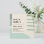 MODERNE ABSTRAKTE AQUA BLAU ART COUPLES DUSCHE EINLADUNG (Stehend Vorderseite)