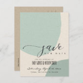 MODERNE ABSTRAKTE AQUA BLAUE KRAFT SAVE THE DATE ANKÜNDIGUNGSPOSTKARTE (Vorne/Hinten)
