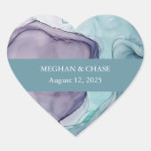 Moderne Abstrakte Aquamarine Alkoholinks Herz-Aufkleber (Vorderseite)