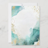 Moderne Abstrakte Aquamarine Goldstrand-Hochzeit Einladung (Rückseite)