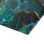 Moderne Abstrakte Aquamarine Rose und Gold Glitzer Schneidebrett (Ecke)