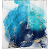 Moderne Abstrakte Aquamarine und blaue Farbe Duschvorhang (Vorderseite)