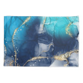 Moderne Abstrakte Aquamarine und blaue Farbe Kissenbezug (Rückseite)