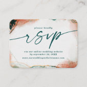 Moderne Abstrakte Aquamarine und Copper Wedding We Begleitkarte (Vorderseite)