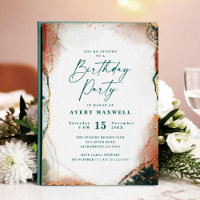 Moderne Abstrakte Aquamarine und Kupfer Geburtstag