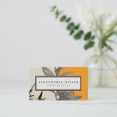 Moderne Abstrakte Aquarell-Blätter | Orange Visitenkarte (Stehend Vorderseite)