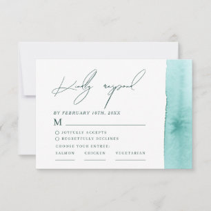 Moderne abstrakte Aquarell-Ozean-Strand-Hochzeit RSVP Karte