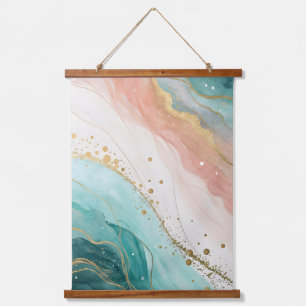 Moderne abstrakte Aquarell-Wandkunst Wandteppich Mit Holzrahmen