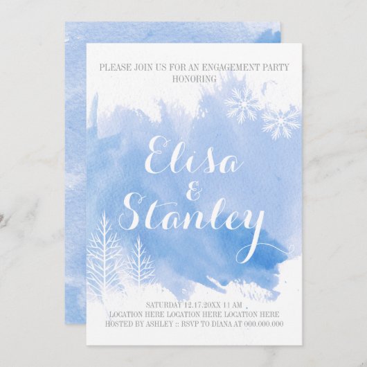 Moderne abstrakte Aquarellblaue Begegnungsfeier Einladung (Vorne/Hinten)