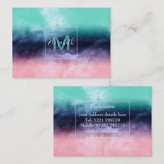 Moderne abstrakte Aquarellfarbe Visitenkarte (Vorne/Hinten)
