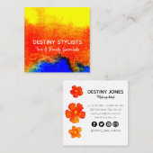 Moderne Abstrakte Aquarellfarben-Blume machen Küns Quadratische Visitenkarte (Vorne/Hinten)