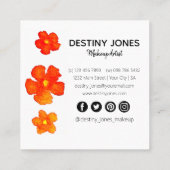 Moderne Abstrakte Aquarellfarben-Blume machen Küns Quadratische Visitenkarte (Rückseite)