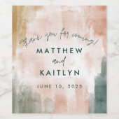 Moderne Abstrakte Aquarellfarben Hochzeit im Herbs Weinetikett (Einzelnes Label)