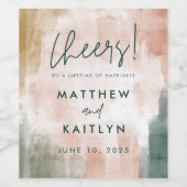 Moderne Abstrakte Aquarellfarben-Hochzeit im Herbs Weinetikett (Einzelnes Label)