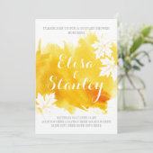 Moderne abstrakte Aquarellgelbe Paare Dusche Einladung (Stehend Vorderseite)