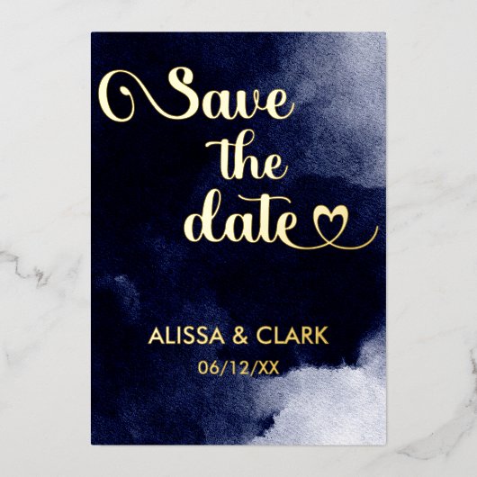Moderne Abstrakte Aquarellmauer Save the Date Folieneinladung (Vorderseite)