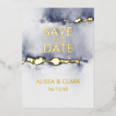 Moderne Abstrakte Aquarellmauer Save the Date Folieneinladung (Vorderseite)
