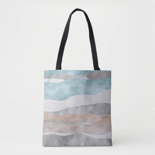 Moderne Abstrakte Aquarelltasche mit Wavy Stri Tasche (Vorderseite)