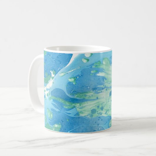 Moderne Abstrakte Art Blue Green Template Elegant Kaffeetasse (Vorderseite Links)