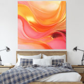 Moderne Abstrakte Art Orange Rosa und Gold- Leinwanddruck (Insitu (Schlafzimmer))