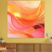 Moderne Abstrakte Art Orange Rosa und Gold- Leinwanddruck (Insitu (Wohnzimmer))