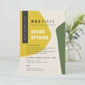 Moderne Abstrakte Art Yellow Green Grand Opening Einladung (Stehend Vorderseite)