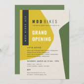 Moderne Abstrakte Art Yellow Green Grand Opening Einladung (Vorne/Hinten)
